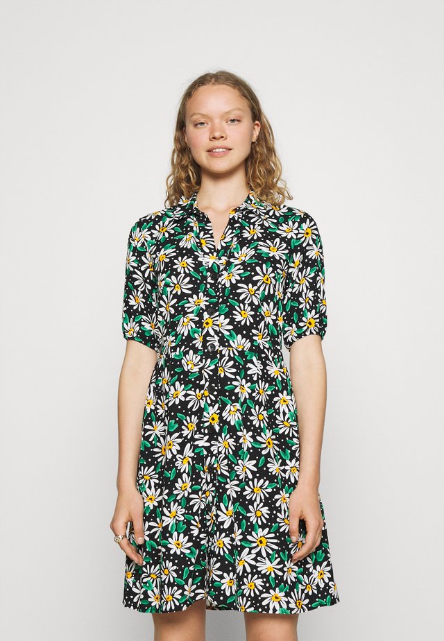 PRINTED SHORT SLEEVE DRESS - Vestito estivo - black