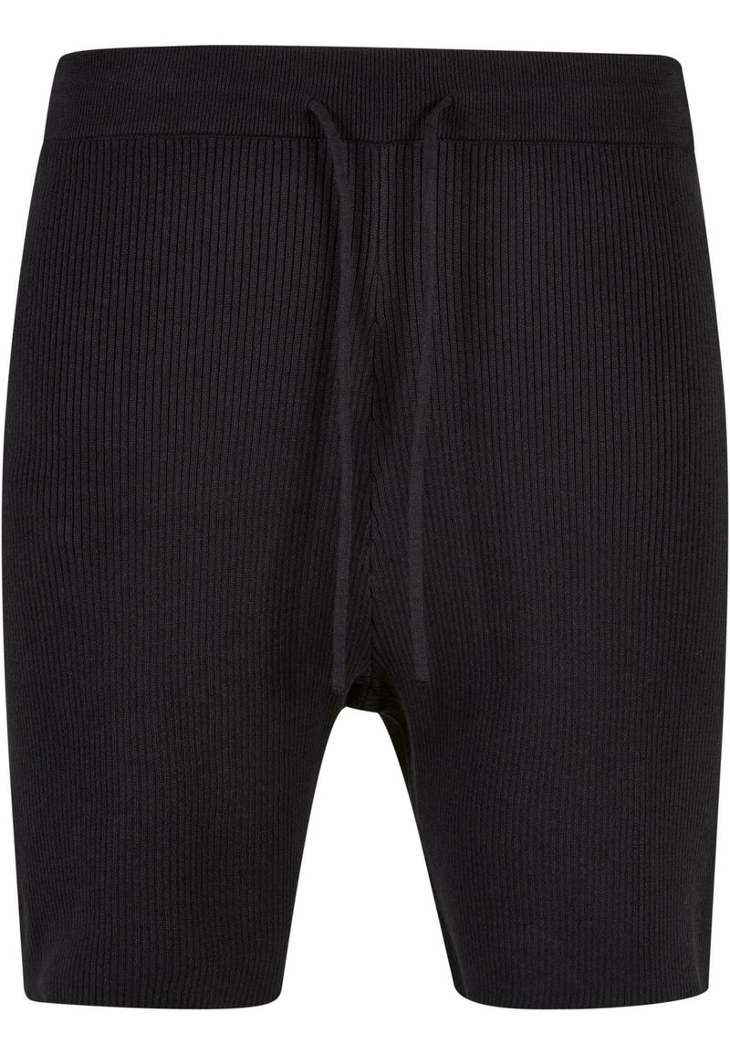 Svart ribbestrikkede shorts med snøring i livet. Har en tettsittende design og en glatt tekstur. Uformell stil som passer til forskjellige anledninger.