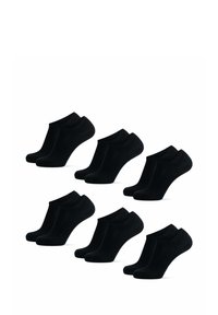 Pack med sex svarta ankelsockar som har en mjuk textur, elastiska muddar och en formad design för en bekväm passform.