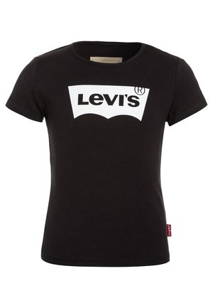 Zwart T-shirt met korte mouwen met een wit Levi's-logo in het midden van de borst en een klein rood Levi's-label aan de zijnnaad.