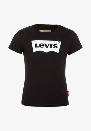 Maglietta nera a maniche corte con logo Levi's bianco centrato sul petto e piccola etichetta rossa Levi's sulla cucitura laterale.