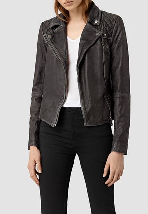 CARGO BIKER - Chaqueta de cuero - black/grey