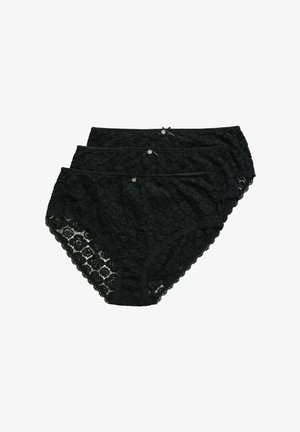 Ulla Popken, 3 PACK TRUYOU OPENWORK FLORAL MIDI BRIEFS - Briefs - black