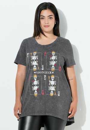 LÄNGERE A-LINIE TOTENKOPF-KARTEN - T-shirt print - anthracite
