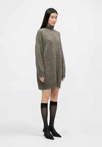 Üks suur suurendus, hall-pruun kudum, kõrge kõrge kaelusega, ribatud kuijad ja külgedel lõhekohad. Kombineeritud läbipaistvate mustade põlvikute ja teravate lohvkatega.