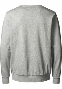 Grijze sweatshirt met een comfortabele pasvorm, ronde hals en geribbelde manchetten. Zachte stoftextuur, minimalistisch ontwerp, en geen zichtbare patronen of accenten.
