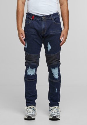 OSCAR RIPPED - Slim fit -farkut - mid blue