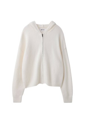 Stradivarius, ZIPPED HOODED KNIT CARDIGAN - Gilet - beige