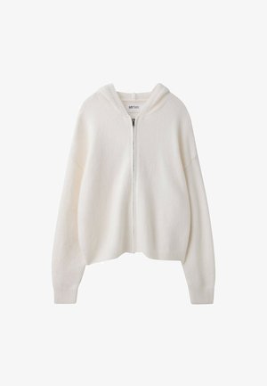 Stradivarius, ZIPPED HOODED KNIT CARDIGAN - Gilet - beige