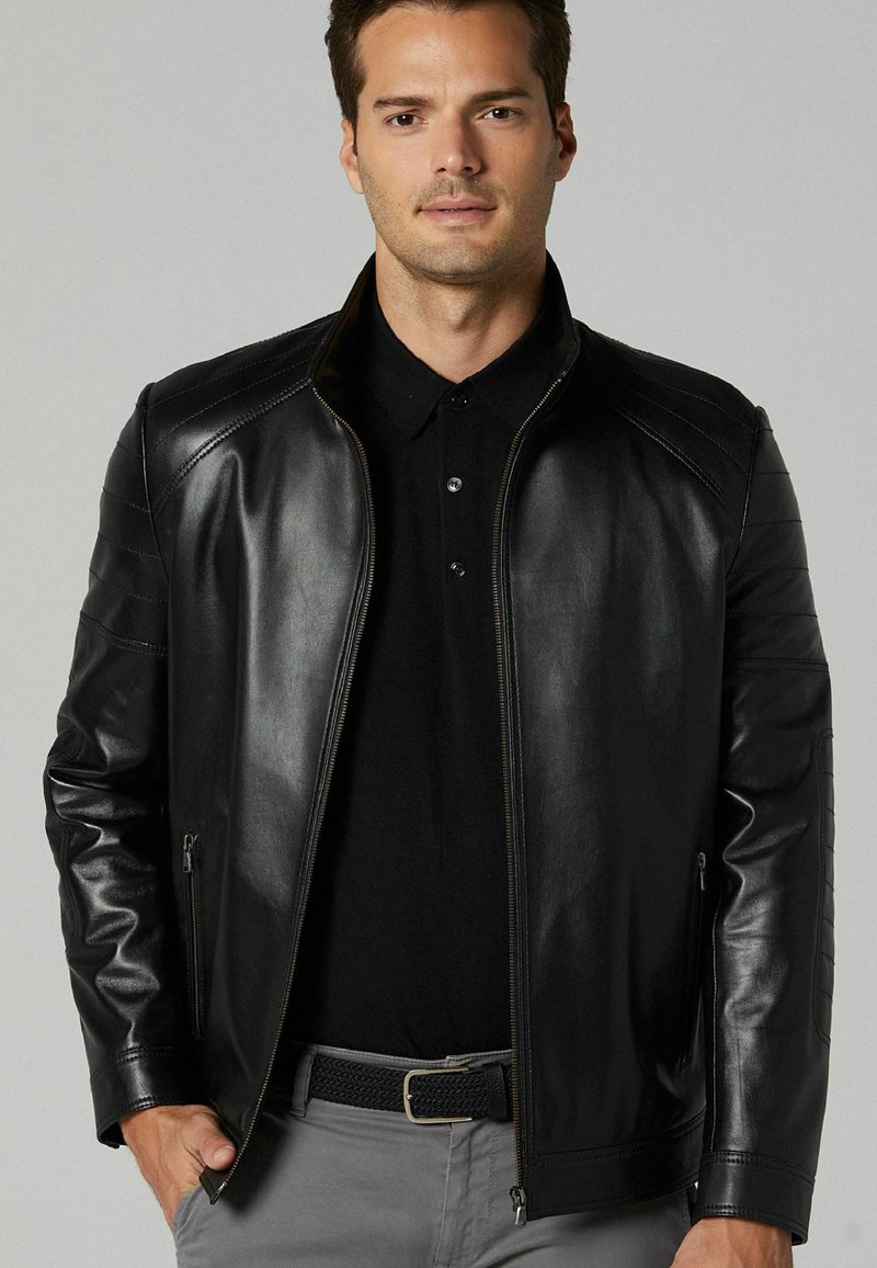 Derimod Leather jacket - black - Zalando.de