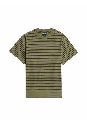 G-STAR, UNIT STRIPE T-SHIRT - T-Shirt print - dark khaki asfalt stripe