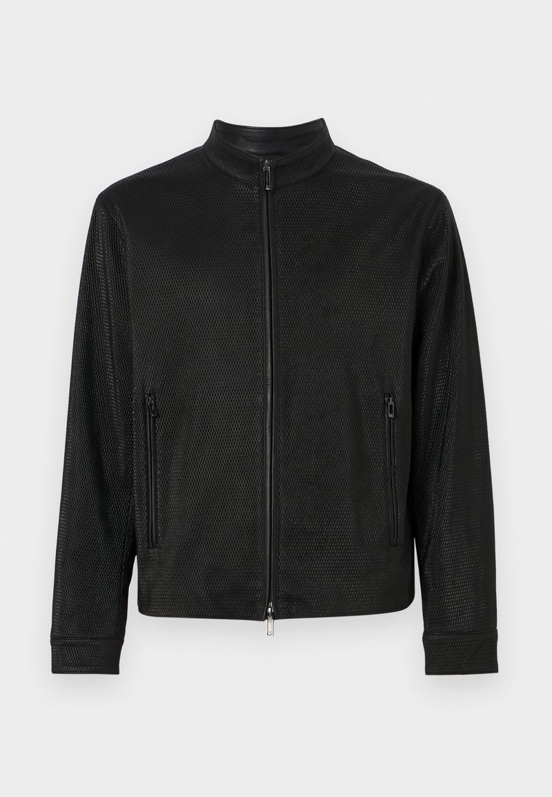 Emporio Armani Leren jas zwart