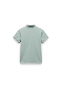 Svetlozelená polo košeľa s krátkym rukávom, z bavlnenej látky, klasický golier, rovný lem, hladká textúra a minimalistický dizajn.