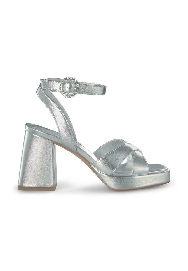 High Heel Sandalette - plateado