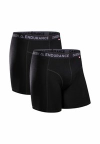 Svarta boxershorts med elastiskt midjeband som har "Danish Endurance"-logotyp. Slät textur, med längd till mitten av låret, och en åtsittande design.