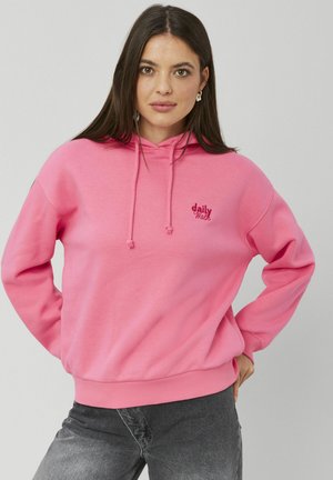 COL  BRODERIE POITRINE - Sweat à capuche - rose
