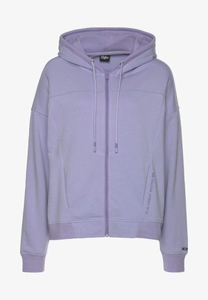 Hellblau Zip-Hoodie mit geräumiger Kapuze, Vordertaschen und Bündchen. "ES IST GROßARTIG, ICH ZU SEIN" auf der Seite bedruckt. Weicher Stoff.