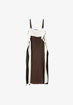 Massimo Dutti, FLOWING COLOR-BLOCK MIDI DRESS - Maxi-jurk - dark brown