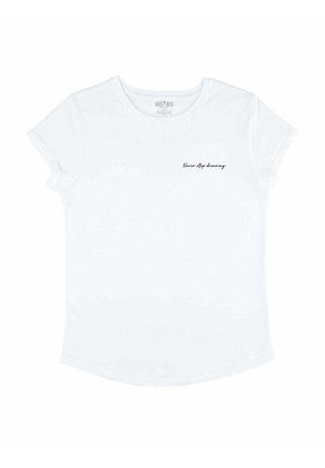 NEVER STOP DREAMING EMBROIDERY ROLL UP  - T-shirt basique - white