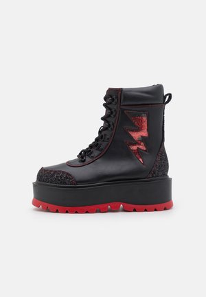 THE TIME WARP PLATFORM - Lace-up ankle boots - black/red