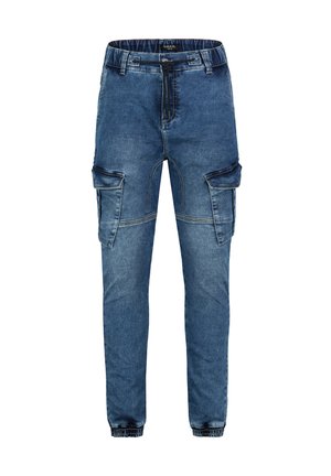 MIT KORDELZUG UND CARGOTASCHEN - Jeans Relaxed Fit - blau