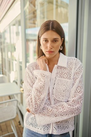 Kaffe, KACINDY CROCHET SHIRT - Chemisier - chalk