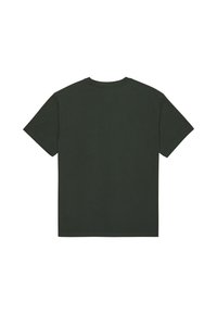 Mørkegrøn kortærmet t-shirt i bomuld, med rund hals og en afslappet pasform. Glat overflade uden synlige logoer eller mønstre.
