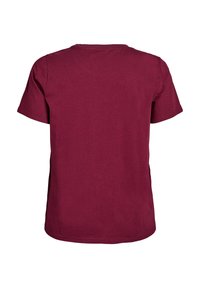 T-shirt bourgogne à manches courtes en coton. Design classique à col rond avec une texture lisse et un ourlet droit en bas.