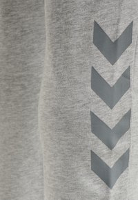 Graue Sporthose mit strukturierter Oberfläche, ausgestattet mit dunkelgrauen Zickzackmustern am linken Bein. Weicher, elastischer Stoff für hohen Tragekomfort.