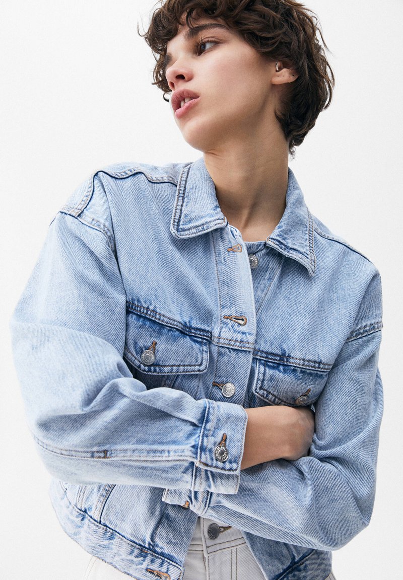 PULL&BEAR WITH DROP SHOULDER DESIGN - Jeansjacke - stone blue 