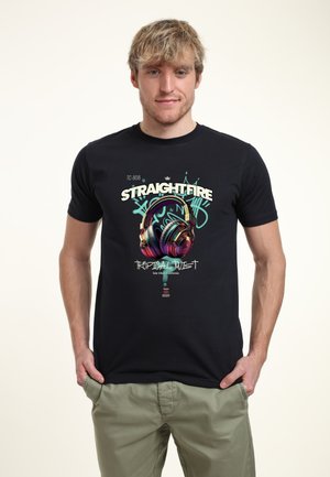 MATT KEELING STRAIGHT FIRE - Print T-shirt - navy blue