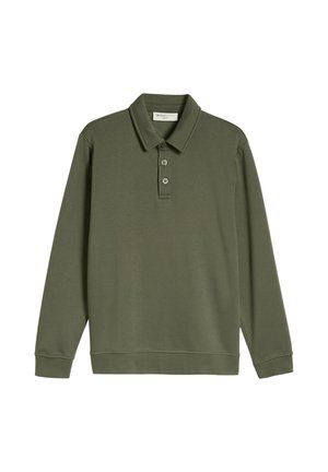 TOM TAILOR DENIM, BUTTONED POLO COLLAR SWEATSHIRT - Longsleeve - urban olive green