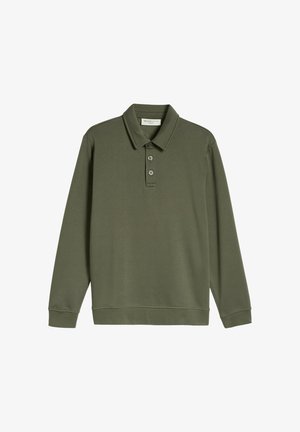 TOM TAILOR DENIM, BUTTONED POLO COLLAR SWEATSHIRT - Longsleeve - urban olive green
