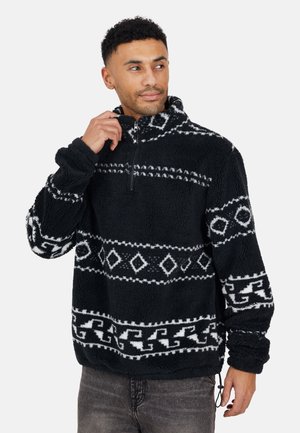 PRINTED QUATER ZIP BORG .. - Felpa in pile - black