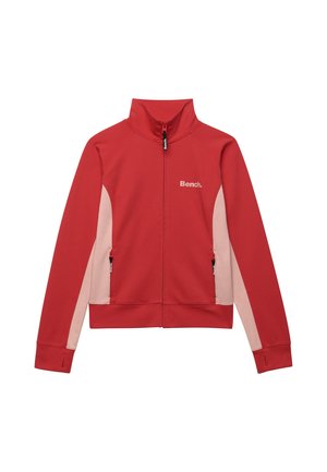 Bench, BENCH X SUPERDRY &AMP; CO BENCH HIGH NECK CONTRAST TRACK TOP - Sweat zippé - scarlet bench pink