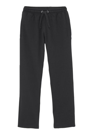 Svarta sweatpants med dragsko i midjan, sidofickor och rak bendesign. Mjukt tyg med en slät yta.