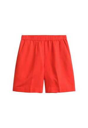 Rode katoenen korte broek met elastische tailleband en zijzakken, ontworpen voor casual dragen.