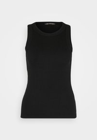 Černý bezrukávový žebrovaný top s kulatým výstřihem, slim fit a štítkem Banana Republic uvnitř límce.