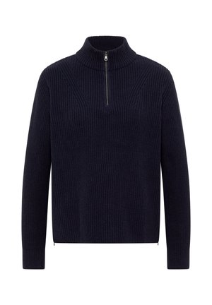 Cecil, LANGARM PULLOVER MIT STEHKRAGEN UND ZIPPER - Strickpullover - urban dark blue