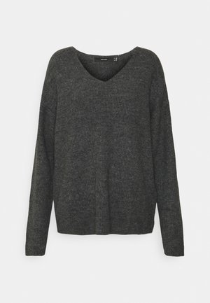 VMCREWLEFILE V-NECK - Jumper - medium grey melange