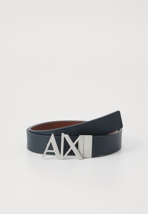 PLATE BELT UNISEX - Cintura - cognac/navy