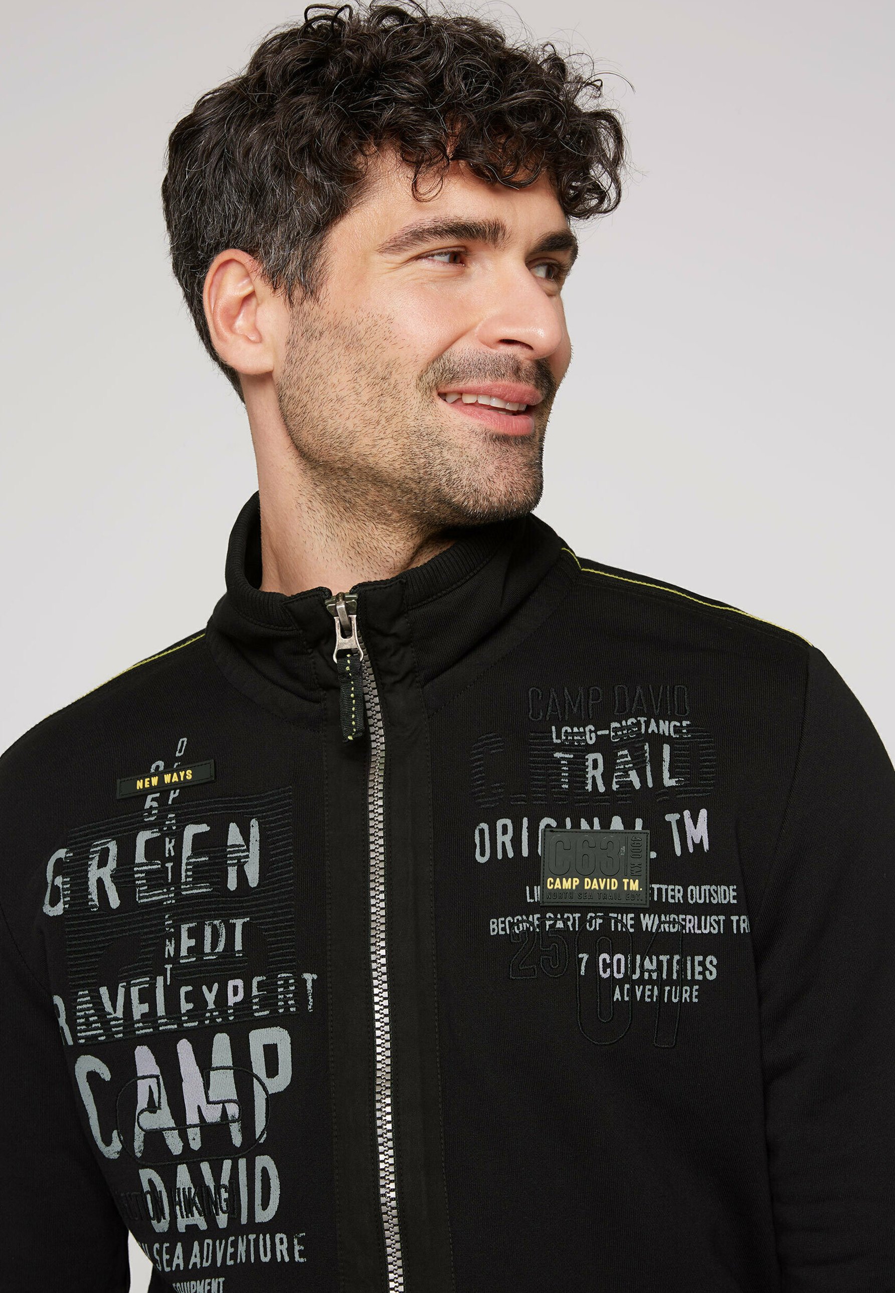 Camp David MIT LOGO UND STICKEREIEN - Zip-up sweatshirt - black