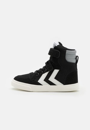Hummel Slimmer Stadil High Jr Sneaker Kinder – Canvas High-Top Mit Klettverschluss, Dress Blues, Größe 34 EU