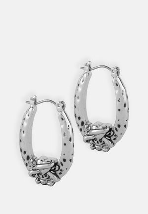 LOVE KILLS SLOWLY HEART AND SKULL HOOPS - Naušnice - silver-coloured