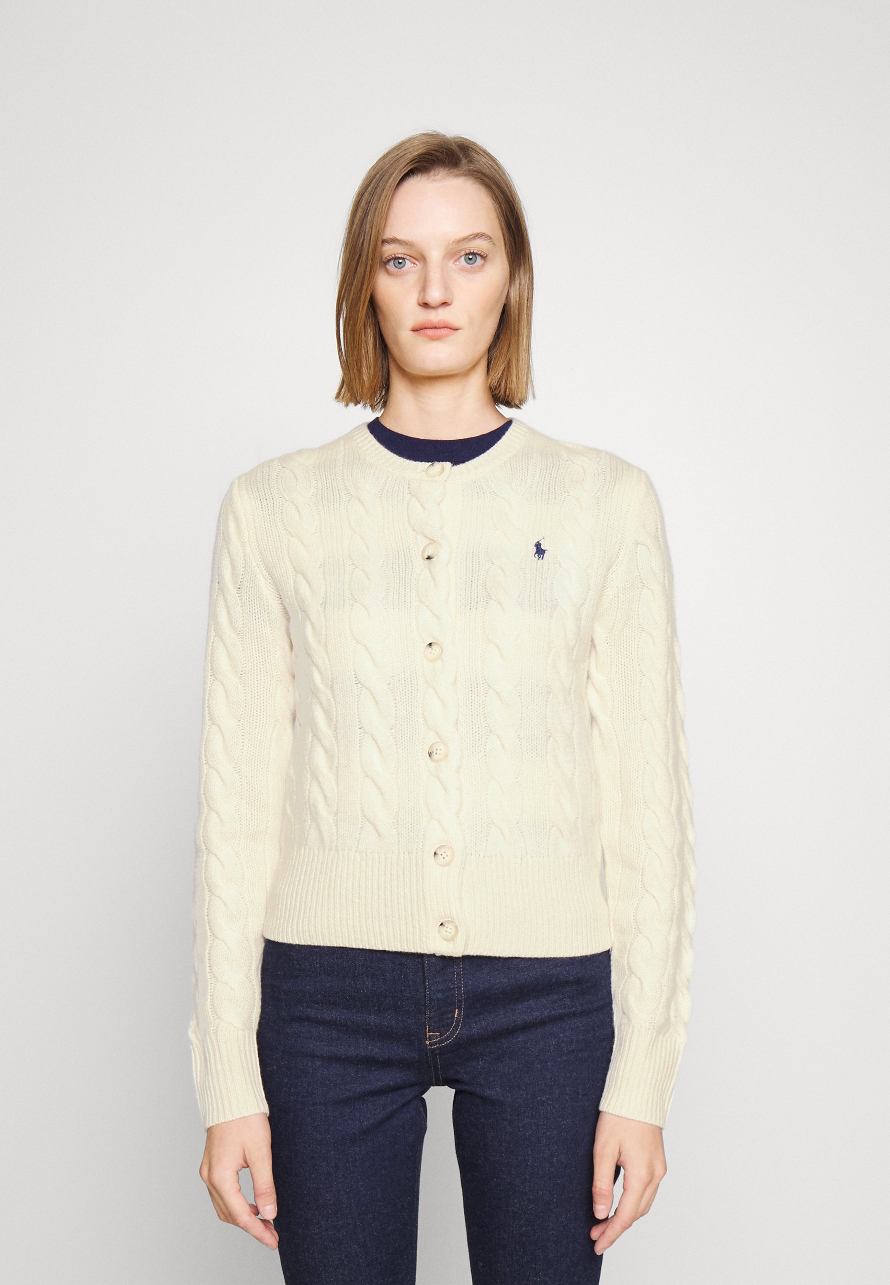 Polo Ralph Lauren LONG SLEEVE - Gilet - cream/écru - ZALANDO.FR