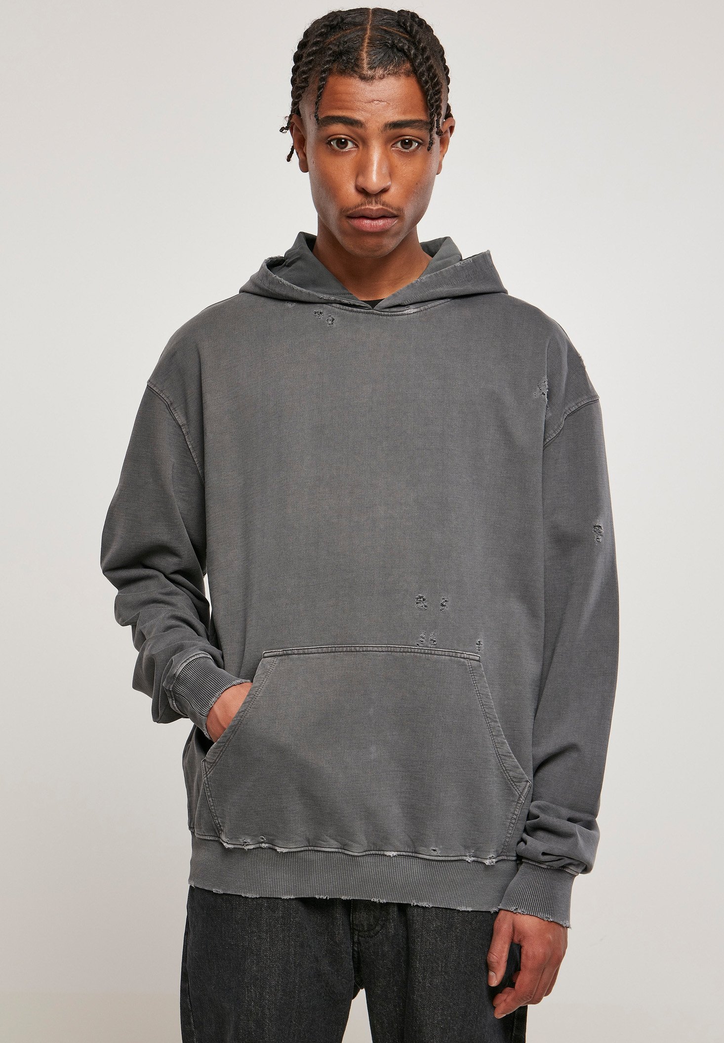 Urban Classics DISTRESSED - Hoodie - darkshadow/stone - Zalando.de