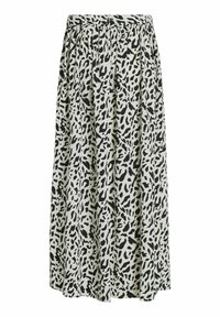 Gonna maxi con motivo leopardato, caratterizzata da una combinazione di colori bianco e nero, vita elasticizzata e tessuto fluido.