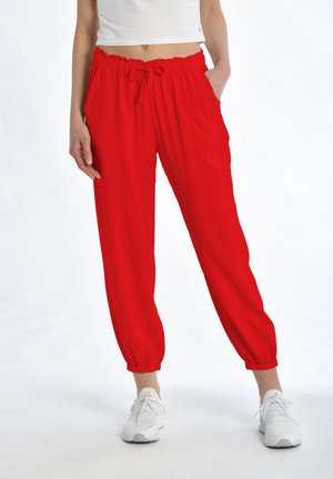 Deha SHINY JOGGER - Pantaloni - camelia red