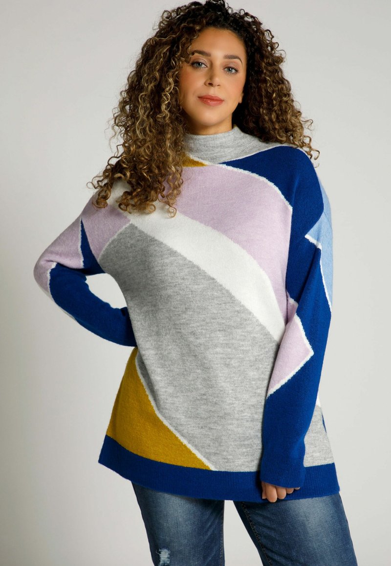 Damen Strickjacken | Ulla Popken PATTERN, OVERSIZED Strickpullover royalblau/mehrfarbig - FI35465 Damen Strickjacken | Ulla Popken PATTERN, OVERSIZED Strickpullover royalblau/mehrfarbig - FI35465