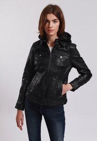 Lee Cooper - BAYA - Leather jacket - black Thumbnail Image 1